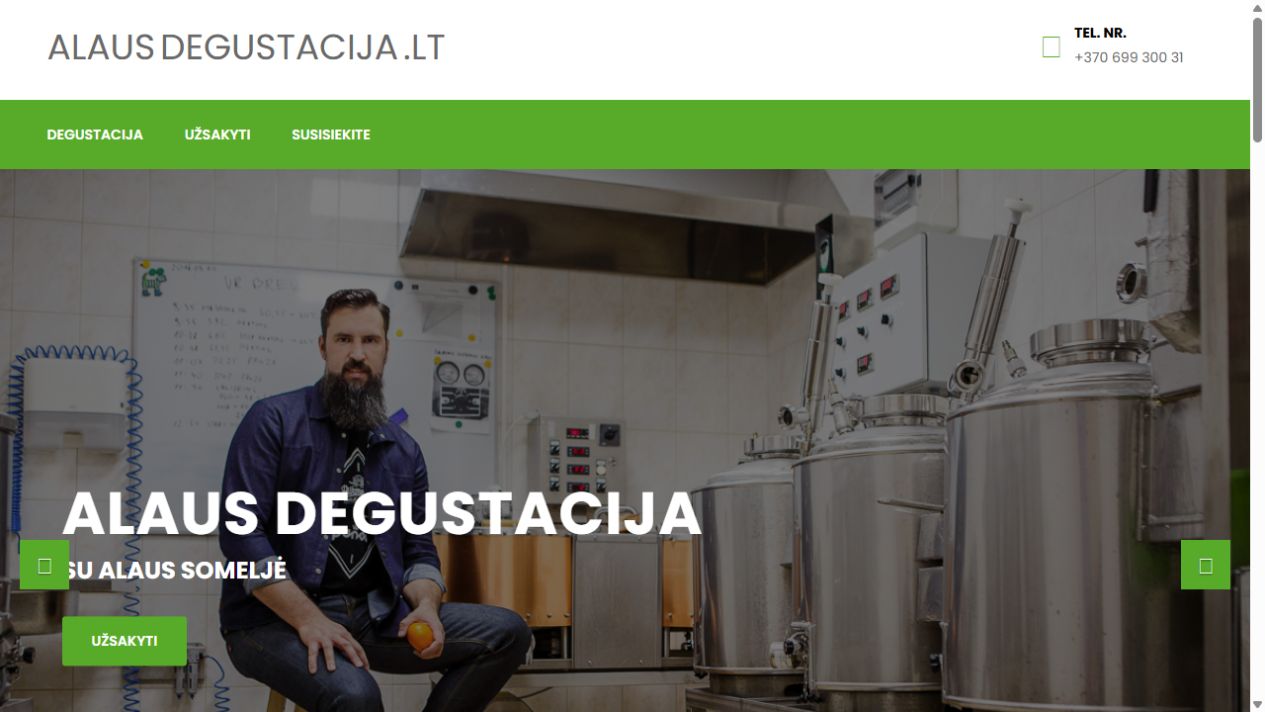 Alaus degustacija svetainės ekranvaizdis