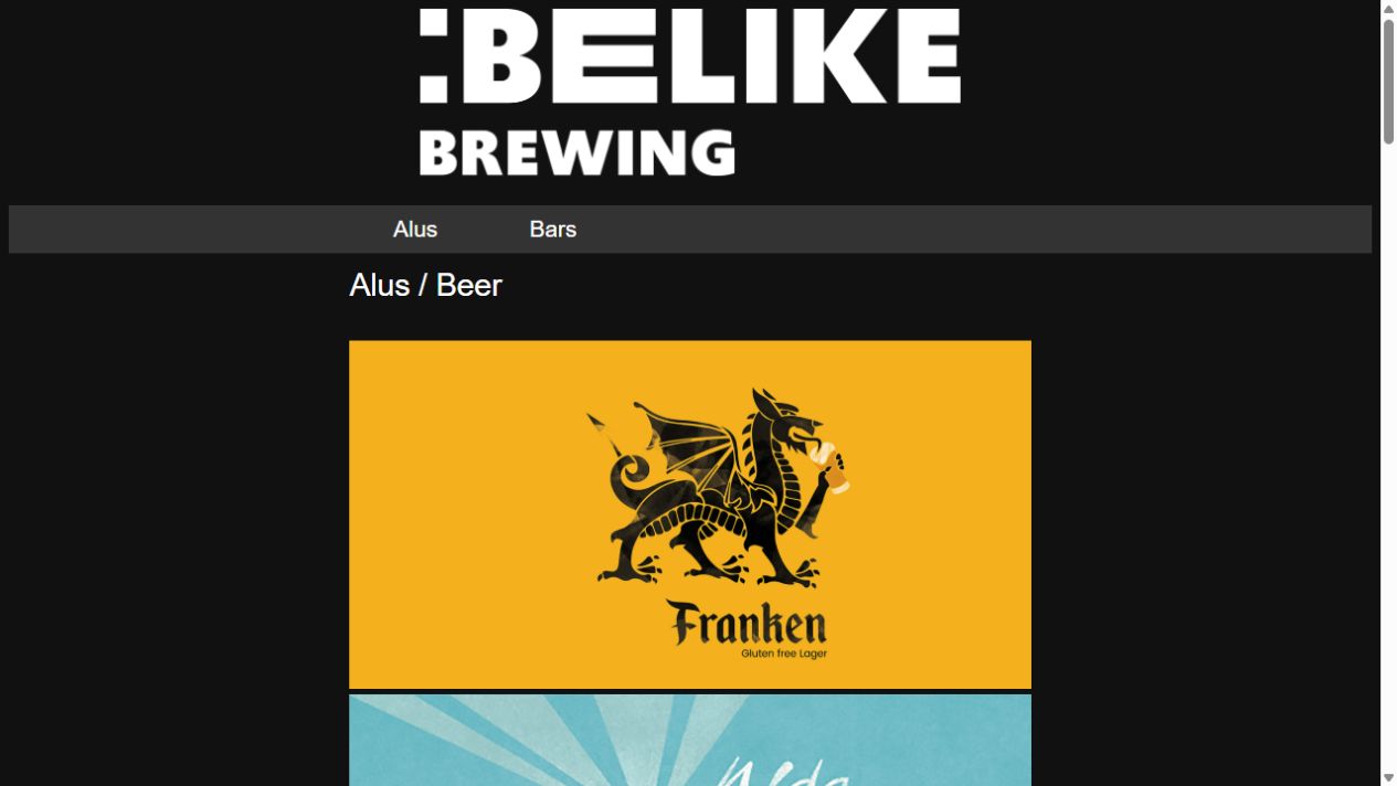 :BELIKE brewing svetainės ekranvaizdis